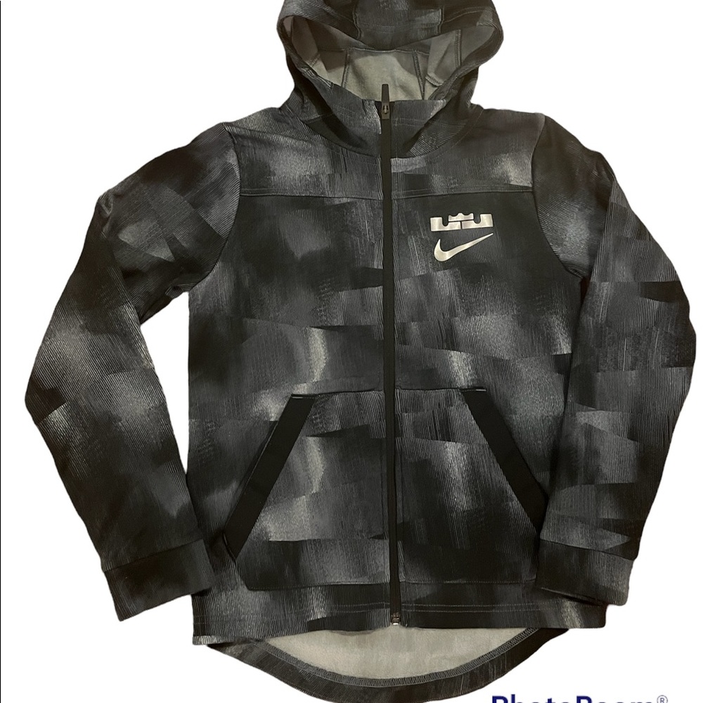Nike Lebron James Dri-Fit Full Zip Hoodie Jacket Youth, Size Large - Black/Gray